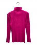 PLEATS PLEASEプリーツプリーズ）の古着「プリーツハイネックカットソー」｜ピンク