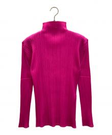 PLEATS PLEASE（プリーツプリーズ）の古着「プリーツハイネックカットソー」｜ピンク