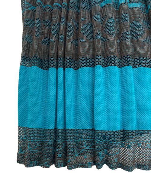 PLEATS PLEASE（プリーツプリーズ）PLEATS PLEASE (プリーツプリーズ) 幾何学模様プリーツスカート ブルー×グレー サイズ:SIZE 3の古着・服飾アイテム