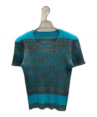 37a16 PLEATS PLEASE プリーツプリーズ 半袖Tシャツ カットソー トップス プリーツ加工 PP81FK382 サイズ3 イエロー系 ポリエステル100％ レディース 日本製 PLEATS PLEASE ISSEY MIYAKE - 37a16 PLEATS PLEASE プリーツプリーズ