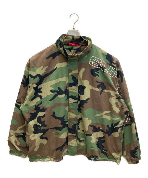 SUPREME（シュプリーム）SUPREME (シュプリーム) SPellout Embroidered Ripstop Track Jacket グリーン×ブラウン サイズ:XLの古着・服飾アイテム