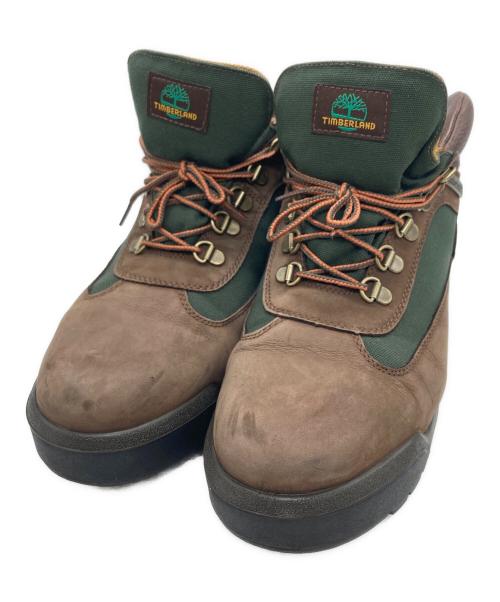 Timberland（ティンバーランド）Timberland (ティンバーランド) フィールドブーツ ファブリック&レザー ウォータープルーフ ブラウン×グリーン サイズ:27㎝の古着・服飾アイテム