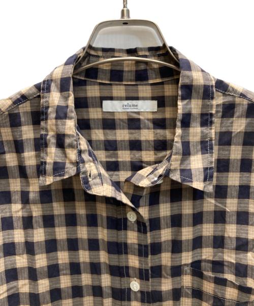JOURNAL STANDARD relume（ジャーナルスタンダード レリューム）JOURNAL STANDARD relume (ジャーナルスタンダード レリューム) コットンローンチェックオーバーサイズシャツ ベージュ×ブラック サイズ:Freeの古着・服飾アイテム