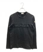 MONCLERモンクレール）の古着「MAGLIA T-SHIRT メッシュ切替ロングスリーブカットソー」｜ブラック