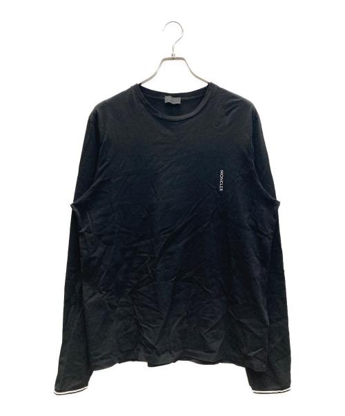 MONCLER（モンクレール）MONCLER (モンクレール) MAGLIA GIROCOLLO 縦ロゴプリント ロングスリーブカットソー ブラック サイズ:SIZE Lの古着・服飾アイテム