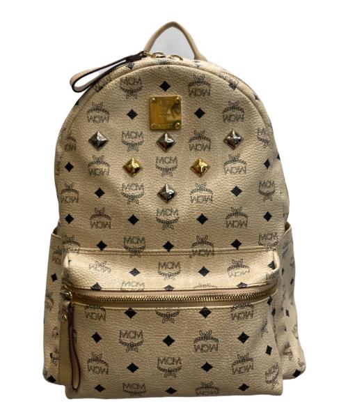 MCM（エムシーエム）MCM (エムシーエム) ヴィセトスロゴグラムスタッズリュック ベージュ サイズ:下記参照の古着・服飾アイテム
