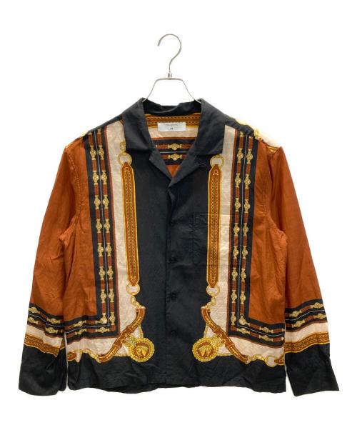 H&M（エイチアンドエム）H&M (エイチアンドエム) TOGA ARCHIVES (トーガアーカイブス) オープンカラーシャツ ブラック×ブラウン サイズ:SIZE Mの古着・服飾アイテム