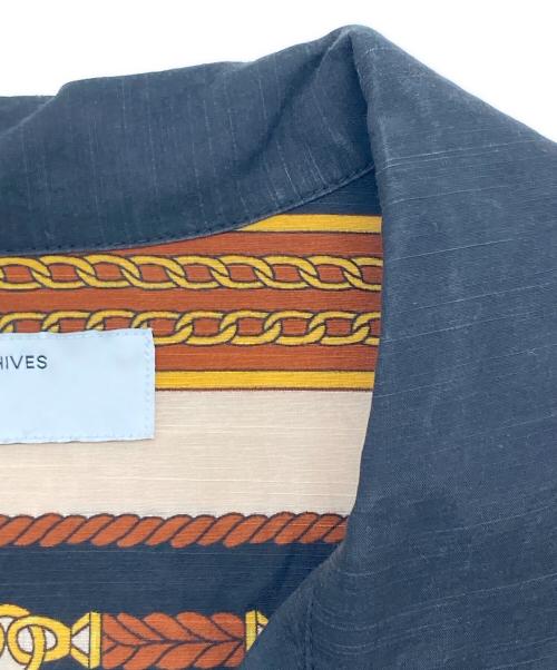 H&M（エイチアンドエム）H&M (エイチアンドエム) TOGA ARCHIVES (トーガアーカイブス) オープンカラーシャツ ブラック×ブラウン サイズ:SIZE Mの古着・服飾アイテム