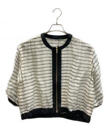 BEATRICE（ベアトリス）の古着「シアーボーダーブルゾン」｜ベージュ