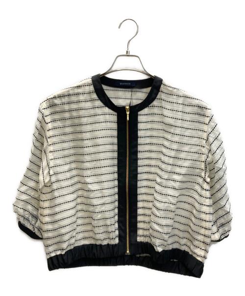 BEATRICE（ベアトリス）BEATRICE (ベアトリス) シアーボーダーブルゾン ベージュ サイズ:SIZE 38 未使用品の古着・服飾アイテム