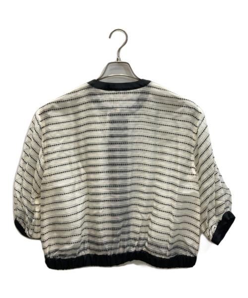 BEATRICE（ベアトリス）BEATRICE (ベアトリス) シアーボーダーブルゾン ベージュ サイズ:SIZE 38 未使用品の古着・服飾アイテム