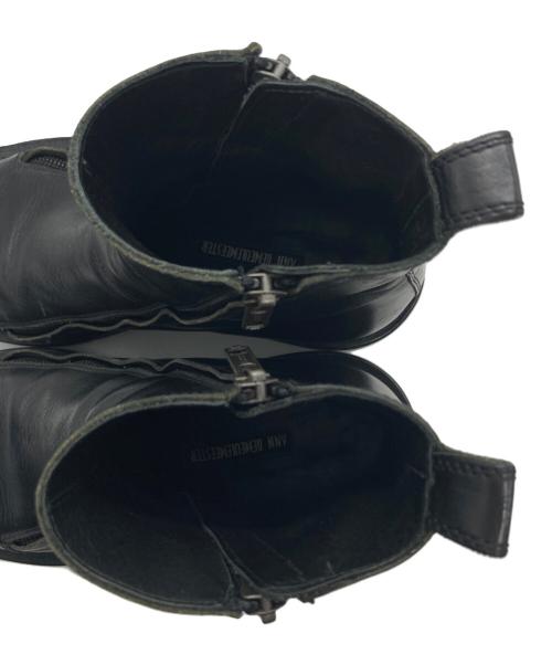 ANN DEMEULEMEESTER（アンドゥムルメステール）ANN DEMEULEMEESTER (アンドゥムルメステール) サイドダブルジップブーツ ブラック サイズ:SIZE 38の古着・服飾アイテム