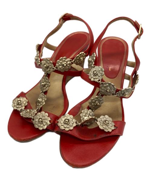 CHANEL（シャネル）CHANEL (シャネル) カメリア コルク サンダル レッド サイズ:SIZE 36 1/2の古着・服飾アイテム