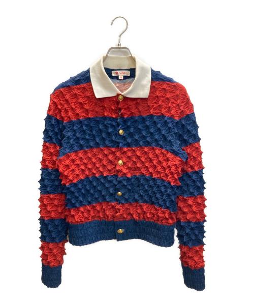 masu（エムエーエスユー）masu (エムエーエスユー) SPIKY RUGGER SHIRT レッド×ブルー サイズ:SIZE 46の古着・服飾アイテム