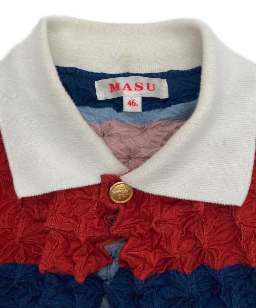 masu（エムエーエスユー）masu (エムエーエスユー) SPIKY RUGGER SHIRT レッド×ブルー サイズ:SIZE 46の古着・服飾アイテム