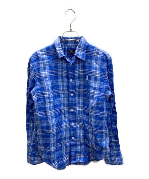 POLO RALPH LAUREN（ポロ・ラルフローレン）POLO RALPH LAUREN (ポロ・ラルフローレン) リネンチェックシャツ ブルー サイズ:SIZE XSの古着・服飾アイテム