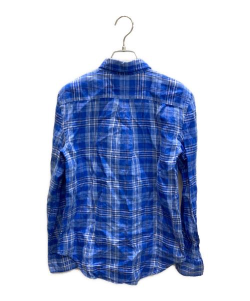 POLO RALPH LAUREN（ポロ・ラルフローレン）POLO RALPH LAUREN (ポロ・ラルフローレン) リネンチェックシャツ ブルー サイズ:SIZE XSの古着・服飾アイテム