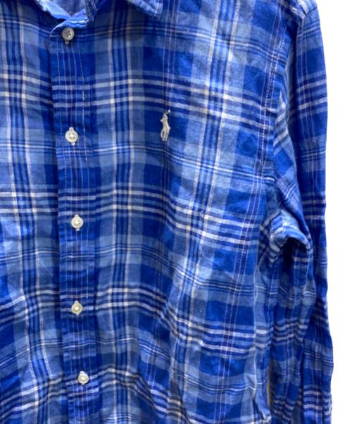 POLO RALPH LAUREN（ポロ・ラルフローレン）POLO RALPH LAUREN (ポロ・ラルフローレン) リネンチェックシャツ ブルー サイズ:SIZE XSの古着・服飾アイテム