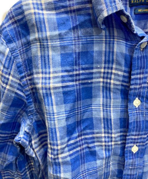 POLO RALPH LAUREN（ポロ・ラルフローレン）POLO RALPH LAUREN (ポロ・ラルフローレン) リネンチェックシャツ ブルー サイズ:SIZE XSの古着・服飾アイテム