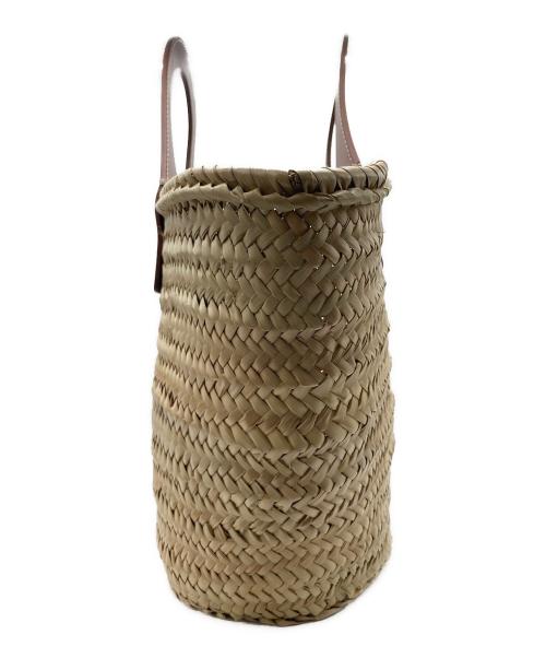HEREU（ヘリュー）HEREU (ヘリュー) CABAS ストロー カゴ ハンドバッグ ベージュ×ブラウン サイズ:下記参照 未使用品の古着・服飾アイテム