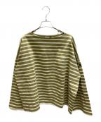 Le minor×SLOBE IENAルミノア×スローブ イエナ）の古着「every day ビッグボーダーカットソー」｜グリーン×ベージュ