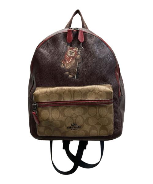 COACH（コーチ）COACH (コーチ) STAR WARS (スターウォーズ) コラボ シグネチャー レザーリュック ブラウン×ベージュ サイズ:下記参照の古着・服飾アイテム
