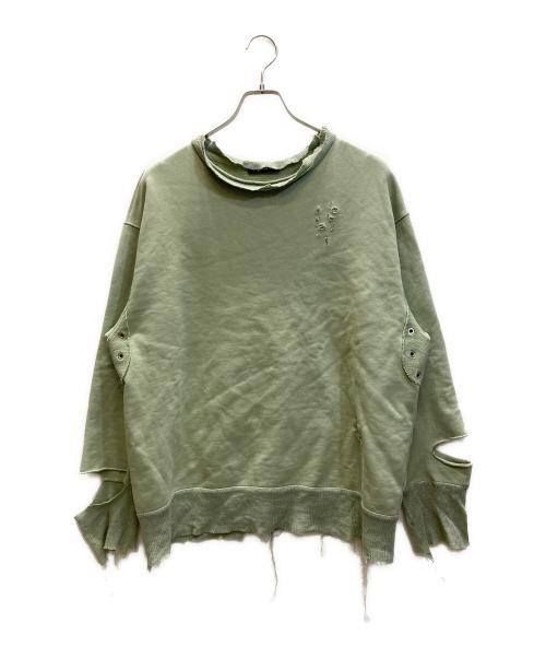 DIESEL（ディーゼル）DIESEL (ディーゼル) ダメージ加工スウェット グリーン サイズ:SIZE Sの古着・服飾アイテム