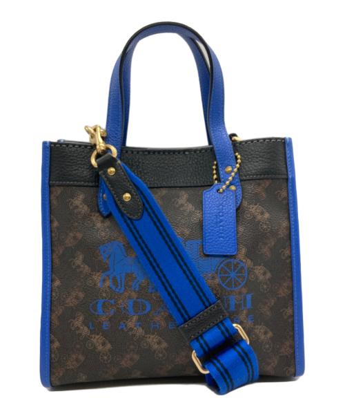 COACH（コーチ）COACH (コーチ) フィールド トート 22 ウィズ ホース アンド キャリッジ プリント アンド キャリッジ バッジ ブラウン×ブルー サイズ:下記参照の古着・服飾アイテム