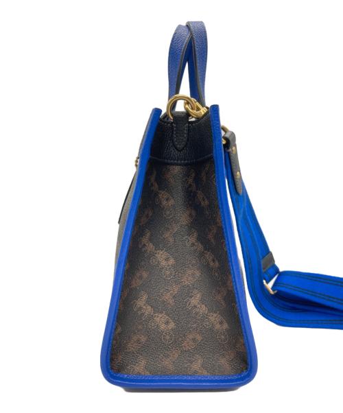COACH（コーチ）COACH (コーチ) フィールド トート 22 ウィズ ホース アンド キャリッジ プリント アンド キャリッジ バッジ ブラウン×ブルー サイズ:下記参照の古着・服飾アイテム