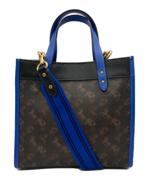 COACH（コーチ）COACH (コーチ) フィールド トート 22 ウィズ ホース アンド キャリッジ プリント アンド キャリッジ バッジ ブラウン×ブルー サイズ:下記参照の古着・服飾アイテム