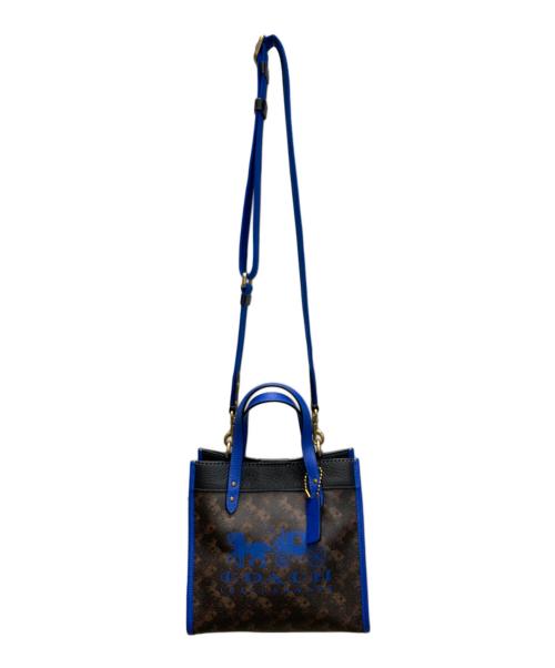 COACH（コーチ）COACH (コーチ) フィールド トート 22 ウィズ ホース アンド キャリッジ プリント アンド キャリッジ バッジ ブラウン×ブルー サイズ:下記参照の古着・服飾アイテム
