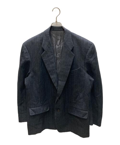 COMME des GARCONS HOMME PLUS（コムデギャルソンオムプリュス）COMME des GARCONS HOMME PLUS (コムデギャルソンオムプリュス) ウールストライプテーラードジャケット グレー サイズ:Sの古着・服飾アイテム