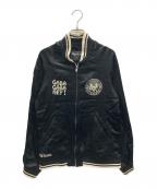 Hysteric Glamour×RAMONESヒステリックグラマー×ラモーンズ）の古着「サテン刺繍ジャケット」｜ブラック