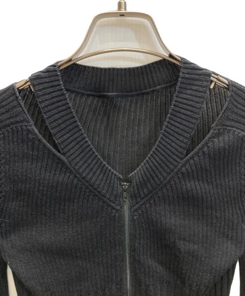 RAGNE KIKAS for Yohji Yamamoto（ラグネキカスフォーヨウジヤマモト）Ragne kikas for yohji yamamoto (ラグネキカスフォーヨウジヤマモト) スリットニットカーディガン ブラック サイズ:下記参照の古着・服飾アイテム