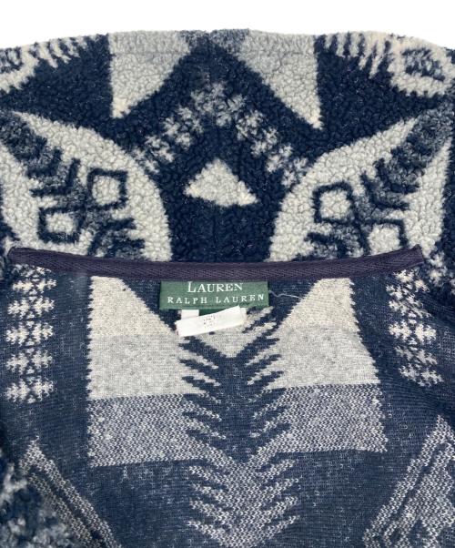 LAUREN RALPH LAUREN（ローレン ラルフ ローレン）LAUREN RALPH LAUREN (ローレン ラルフ ローレン) ネイティブ柄 フリースカーディガンジャケット ネイビー×グレー サイズ:Mの古着・服飾アイテム
