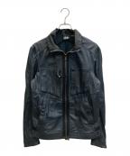 ARMANI EXCHANGEアルマーニ エクスチェンジ）の古着「ラムレザージャケット」｜ネイビー