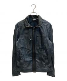 ARMANI EXCHANGE（アルマーニ エクスチェンジ）の古着「ラムレザージャケット」｜ネイビー