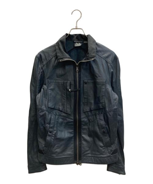 ARMANI EXCHANGE（アルマーニ エクスチェンジ）ARMANI EXCHANGE (アルマーニ エクスチェンジ) ラムレザージャケット ネイビー サイズ:SIZE Mの古着・服飾アイテム