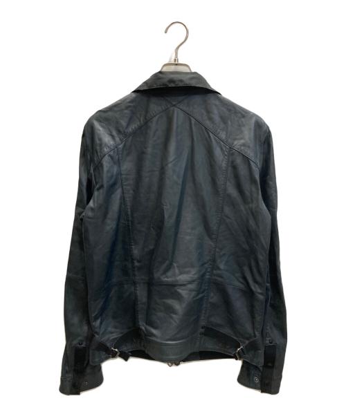 ARMANI EXCHANGE（アルマーニ エクスチェンジ）ARMANI EXCHANGE (アルマーニ エクスチェンジ) ラムレザージャケット ネイビー サイズ:SIZE Mの古着・服飾アイテム