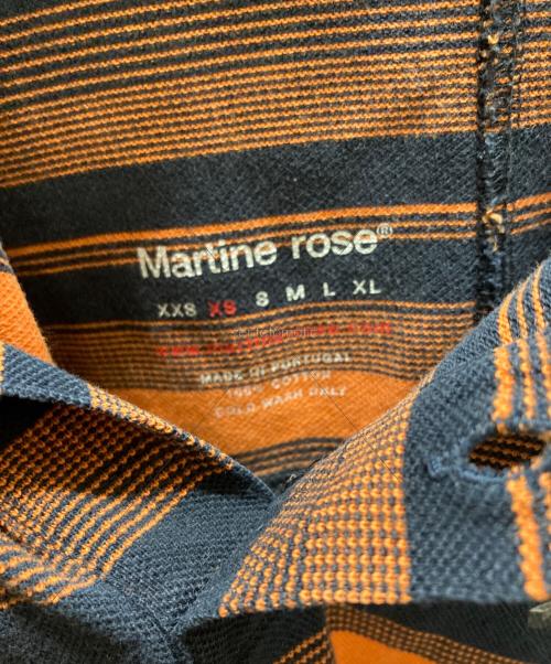 MARTINE ROSE（マーティン・ローズ）Martine rose (マーティン・ローズ) L/S PULLED NECK POLO in ORANGE STRIPE ネイビー×オレンジ サイズ:下記参照の古着・服飾アイテム
