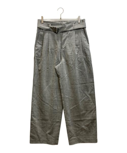 YOKE（ヨーク）YOKE (ヨーク) HI WAIST BELTED TROUSERS グレー サイズ:SIZE 2の古着・服飾アイテム