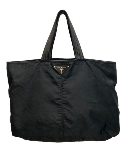 PRADA（プラダ）PRADA (プラダ) レザーハンドル ナイロントートバッグ ブラック サイズ:下記参照の古着・服飾アイテム