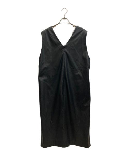 BARNEYS NEWYORK（バーニーズ・ニューヨーク）BARNEYS NEWYORK (バーニーズ・ニューヨーク) エコレザージャンパースカート ブラック サイズ:SIZE 36の古着・服飾アイテム