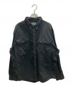 POLO COUNTRYポロカントリー）の古着「リペア加工ワークシャツ」｜ブラック