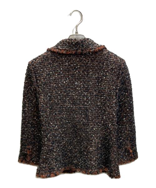 ST.JOHN（セントジョン）ST.JOHN (セントジョン) ツイードラメジャケット ブラック×ブラウン サイズ:SIZE 8の古着・服飾アイテム