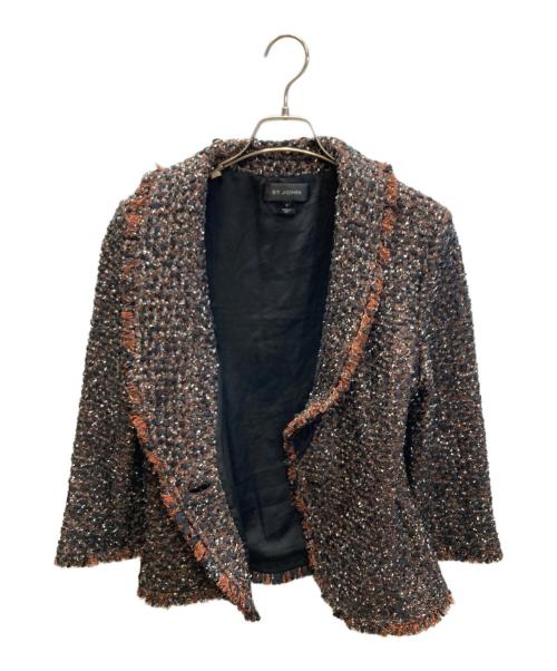 ST.JOHN（セントジョン）ST.JOHN (セントジョン) ツイードラメジャケット ブラック×ブラウン サイズ:SIZE 8の古着・服飾アイテム