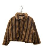 moussyマウジー）の古着「FAUX FUR スタンドカラージャケット」｜ブラウン