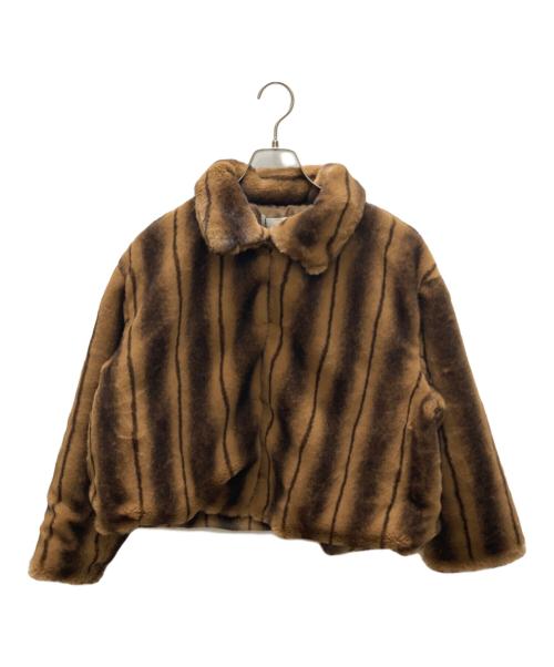 moussy（マウジー）moussy (マウジー) FAUX FUR スタンドカラージャケット ブラウン サイズ:size  FREE 未使用品の古着・服飾アイテム