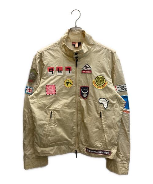 DIESEL（ディーゼル）DIESEL (ディーゼル) ダブルジップワッペンジャケット ベージュ サイズ:SIZE Lの古着・服飾アイテム