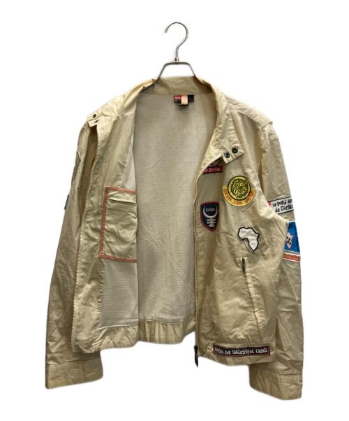 DIESEL（ディーゼル）DIESEL (ディーゼル) ダブルジップワッペンジャケット ベージュ サイズ:SIZE Lの古着・服飾アイテム
